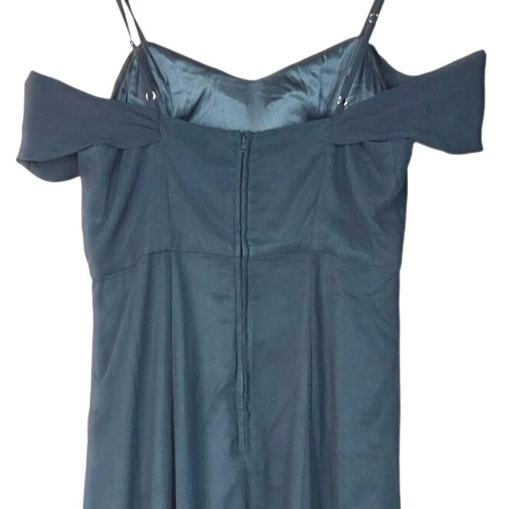 ModCloth Resounding Wow Slate Blue Off Shoulder Bridesmaid Maxi Dress Size 14 - Picture 5 of 10